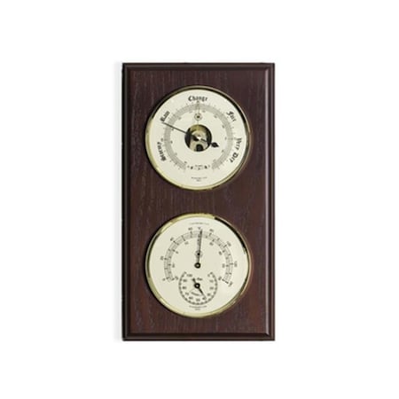 Bey Berk International Bey-Berk International WS211 Brass Quartz Clock Barometer & Thermometer with Hygrometer - Mahogany WS211